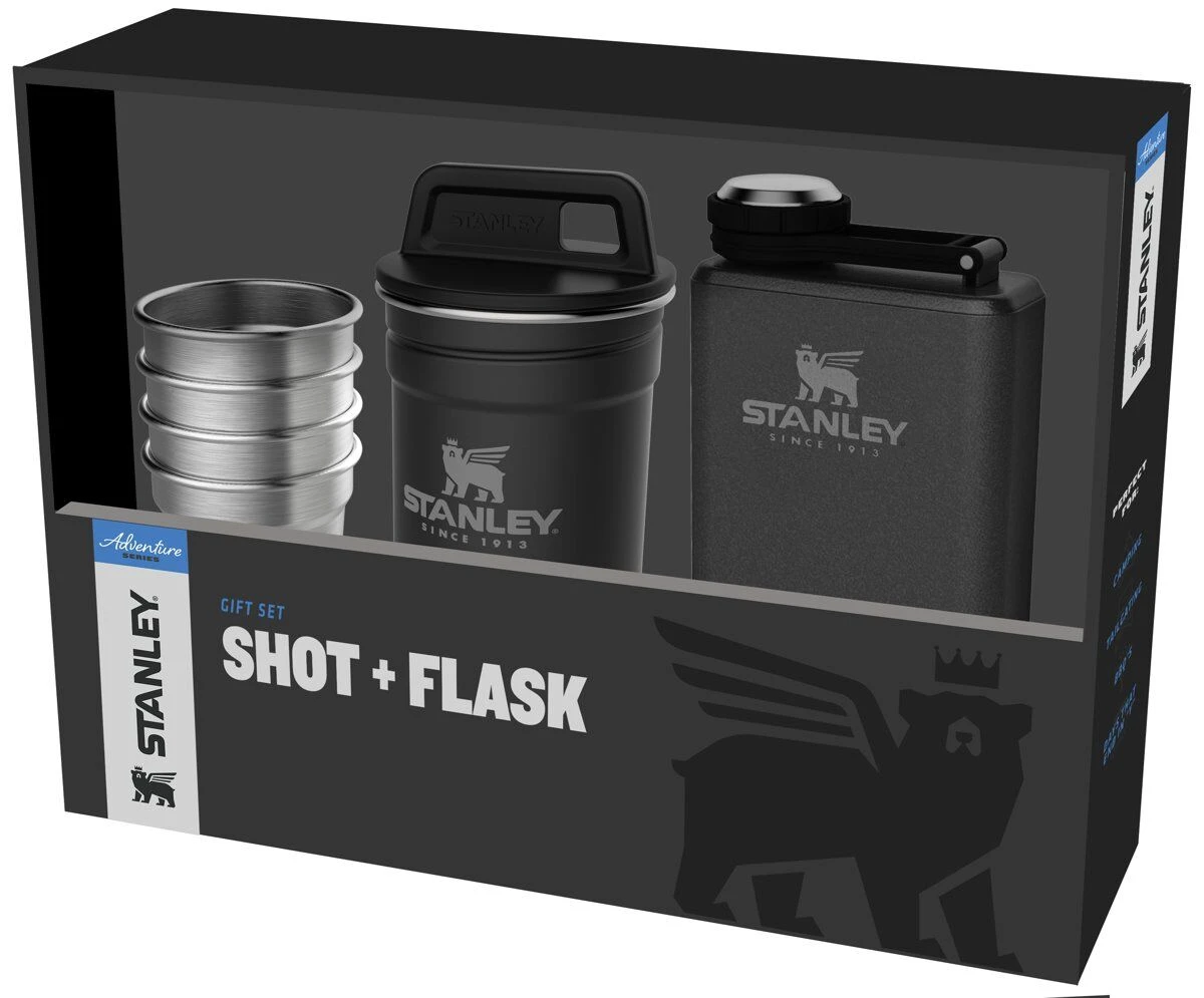 Stanley Adventure Shotglazen En Heupflacon Set Rvs Mat Zwart 6-delig 3 Stanley Adventure Shotglazen En Heupflacon Set Rvs Mat Zwart 6-delig